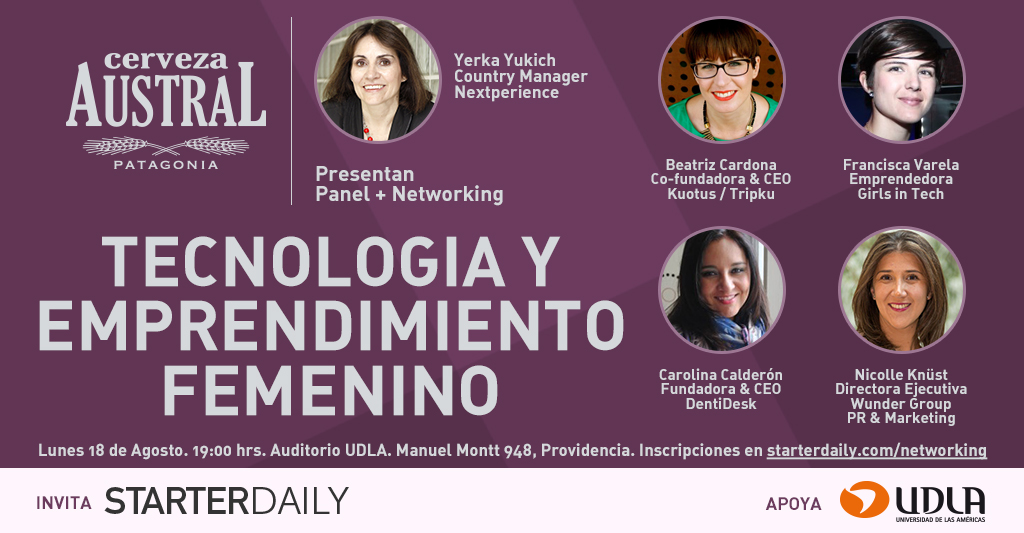 Afiche de la charla Tecnología y emprendimiento feminino