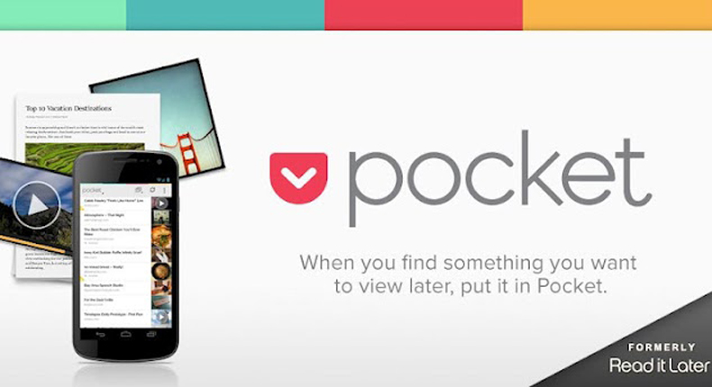 Sitio web de Pocket "Cuando encuentras algo que quieras ver más tarde, ponlo en tu bolsillo" 
