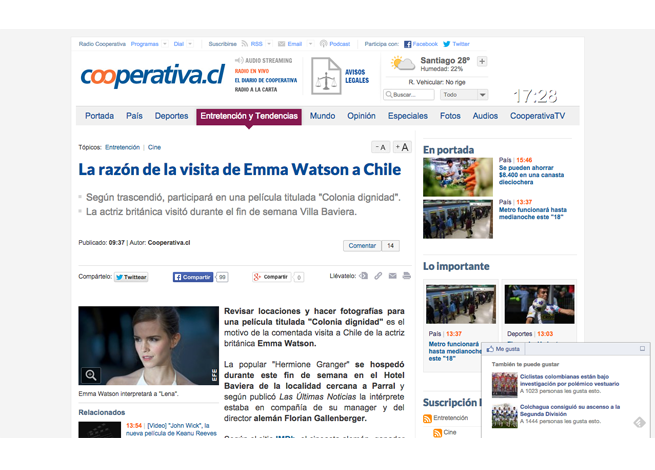 Sitio chileno de noticias sin banners