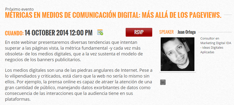 Descripción webinar sobre métricas para medios digitales