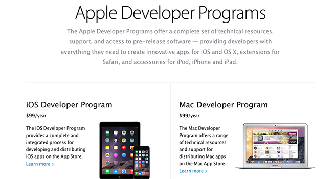 Sitio web del programa Apple Developer