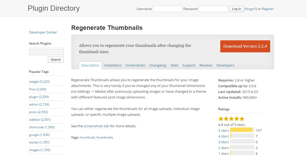 Regenerate Thumbnails Plugin