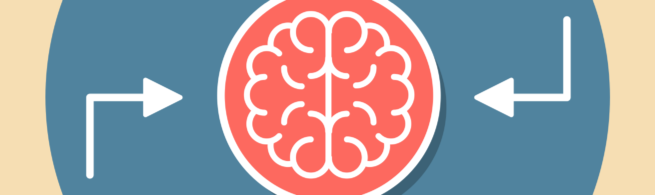 Un cerebro al rededor de cuatro flechas que simulan los cuatro tipos de memoria.