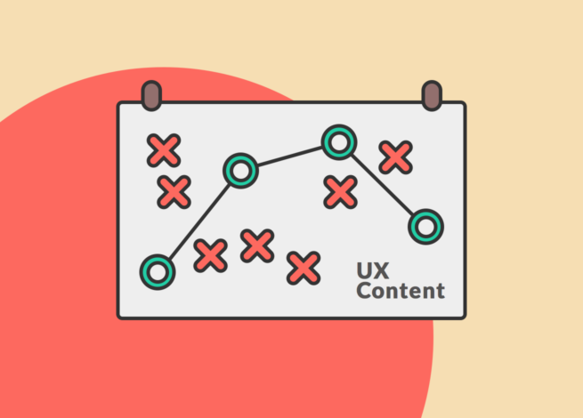 Un gráfico señala puntos positivos y negativos de la estrategia de UX Content.