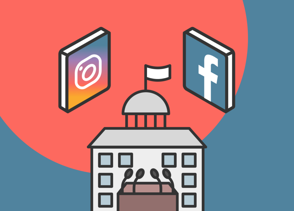 Instagram y Facebook al rededor del congreso, simulan los anuncios políticos.