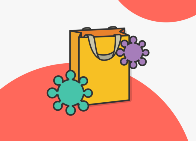 Una bolsa representa cómo cambio el comportamiento de los consumidores durante la pandemia afectando el marketing digital.