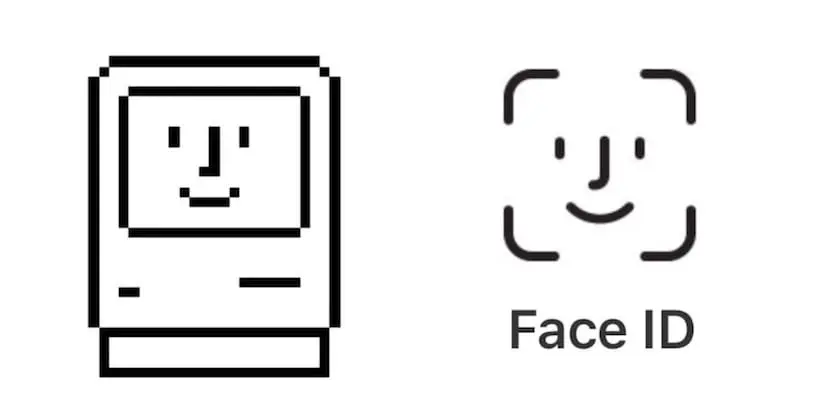 Ícono de Susan Kare adaptado al reconocimiento facial "Face ID"