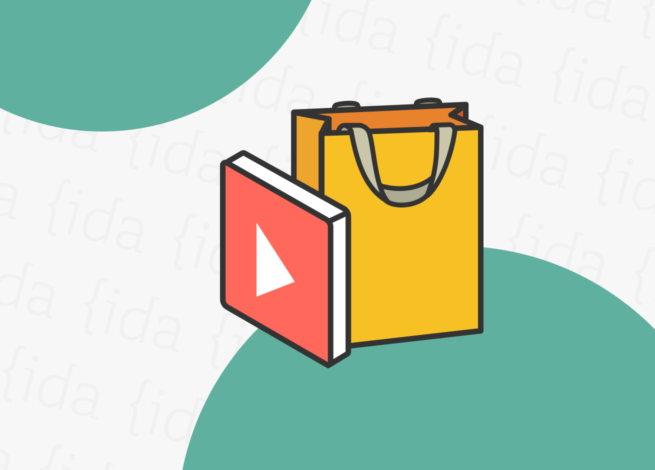 Logo de YouTube con una bolsa para comprar objetos