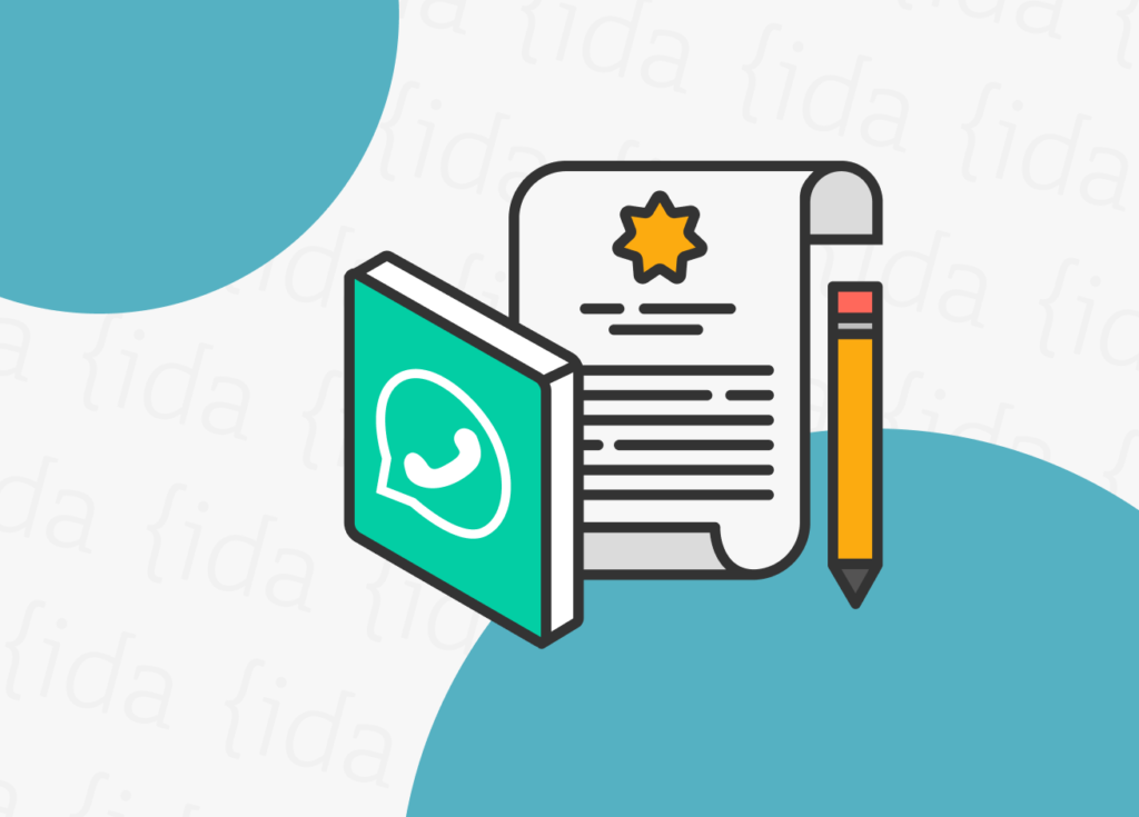 Logo de WhatsApp con una lista de términos y condiciones a su costado