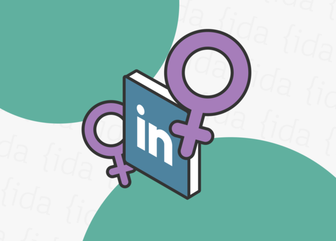 Logo de LinkedIn con símbolos femeninos.