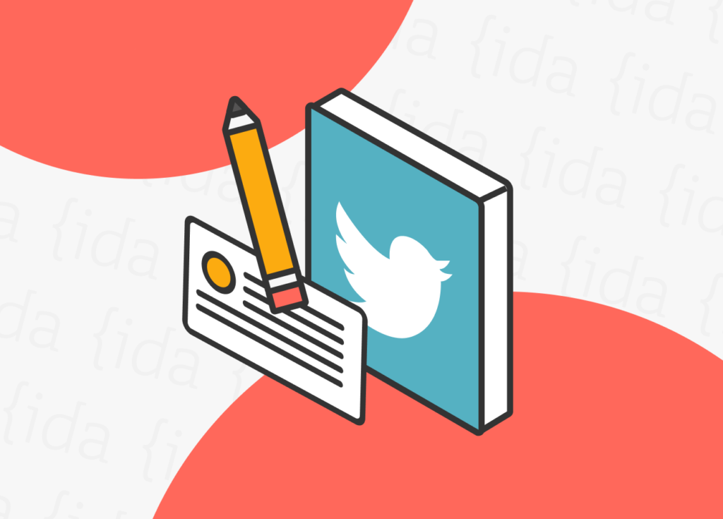 Logo de Twitter con un lápiz a un costado y un tweets abajo.