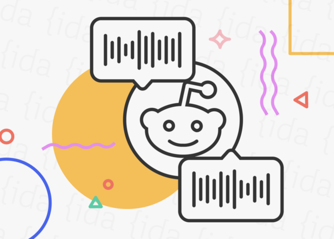 Logo de Reddit con íconos a su alrededor que hacen referencia a las salas de audio.