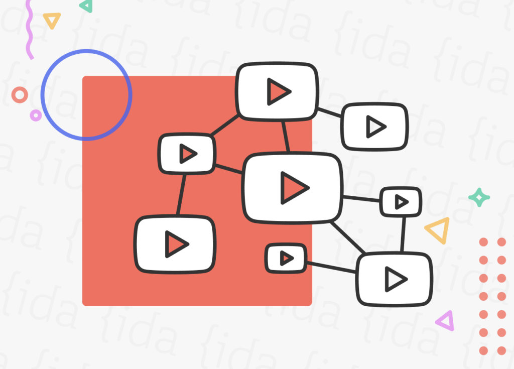 Logo de YouTube en un entramado que hace referencia a su algoritmo.