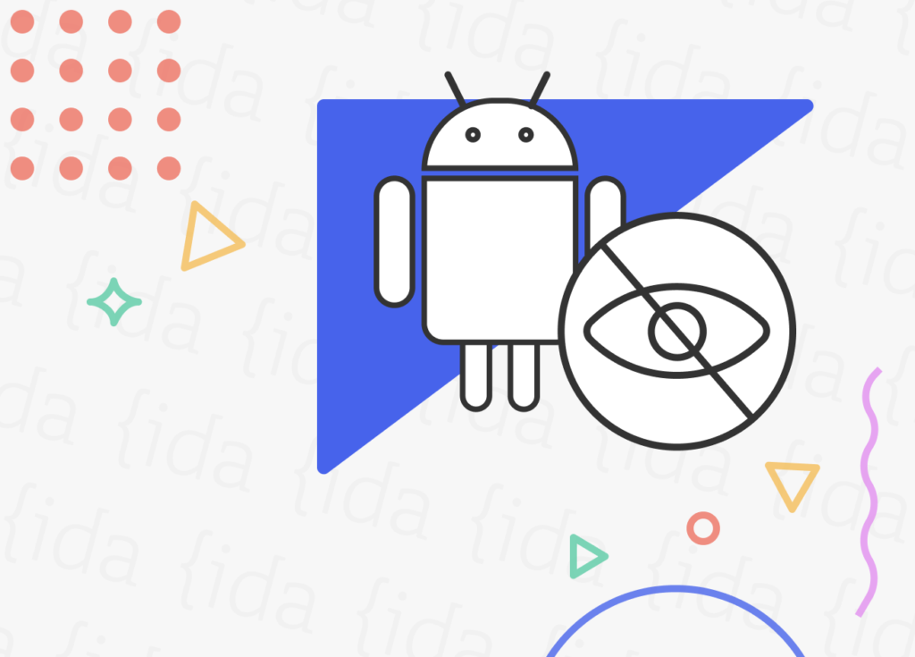 Logo de Android con un ojo dentro de un signo de "prohibido".