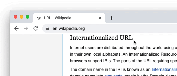 Demostración de la simplificación de las URLs.