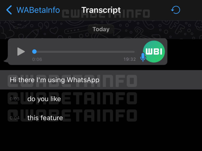 Transcripciones de mensajes de voz de WhatsApp.